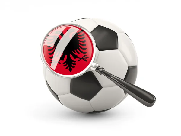 Football with magnified flag of albania — Stockfoto