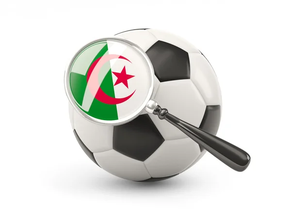 Football with magnified flag of algeria — Stockfoto