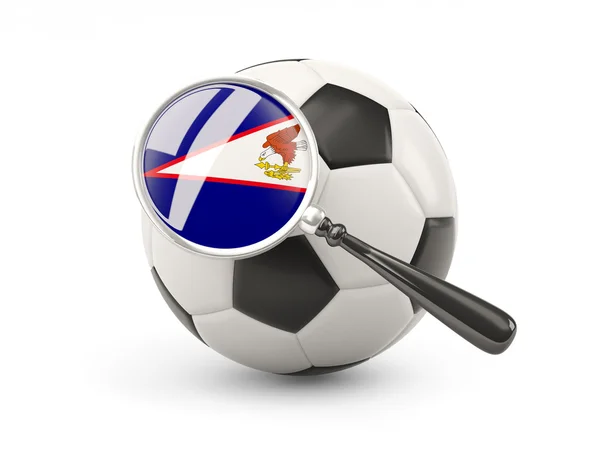 Football with magnified flag of american samoa — Stock Photo, Image