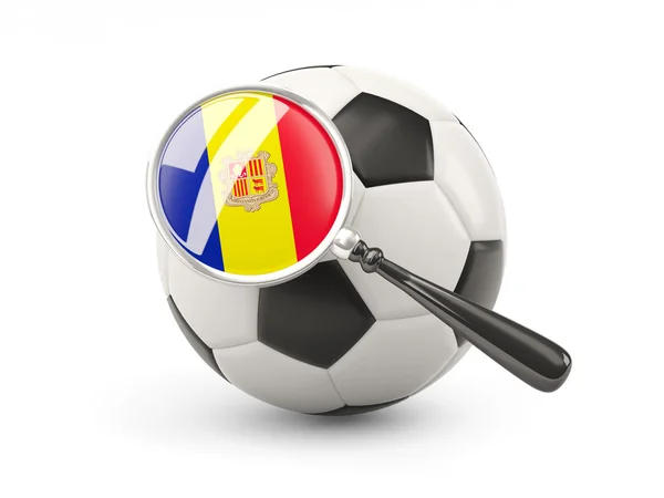 Football with magnified flag of andorra — Stock Photo, Image