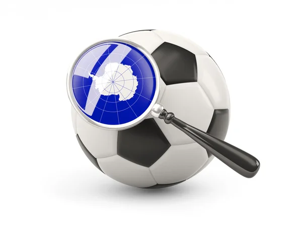 Football with magnified flag of antarctica — Stockfoto