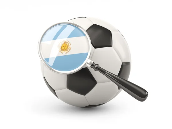 Football with magnified flag of argentina — ストック写真