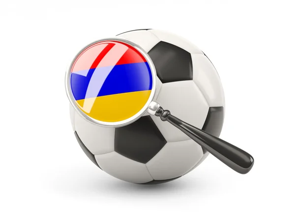 Football avec drapeau magnifié de l'arménie — Photo