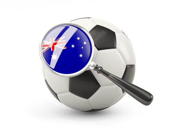 Football with magnified flag of australia — Stok fotoğraf