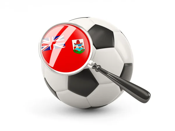 Football with magnified flag of bermuda — Stockfoto
