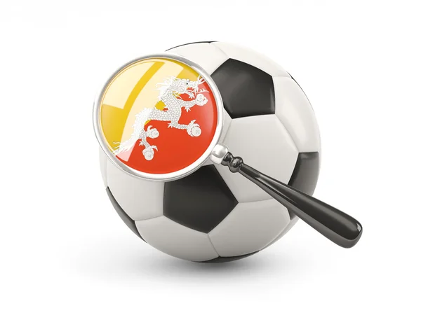 Football with magnified flag of bhutan — Stockfoto