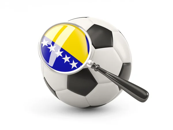 Football avec drapeau magnifié de la bosnia et de l'herzénie — Photo