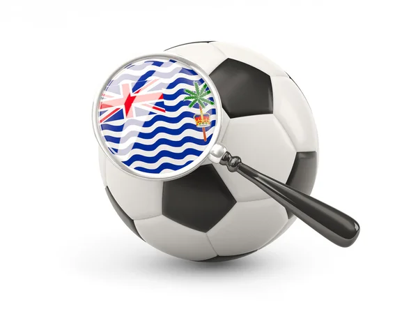 Football with magnified flag of british indian ocean territory — Stok fotoğraf