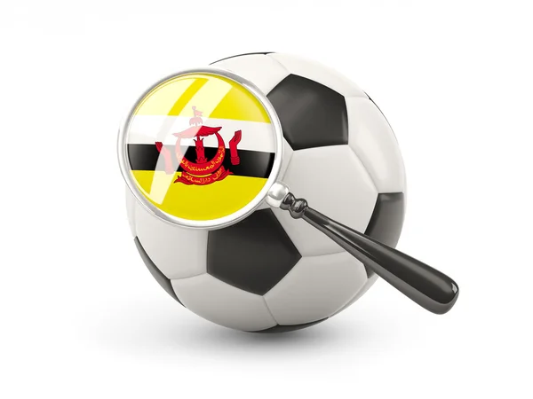 Football with magnified flag of brunei — Stockfoto