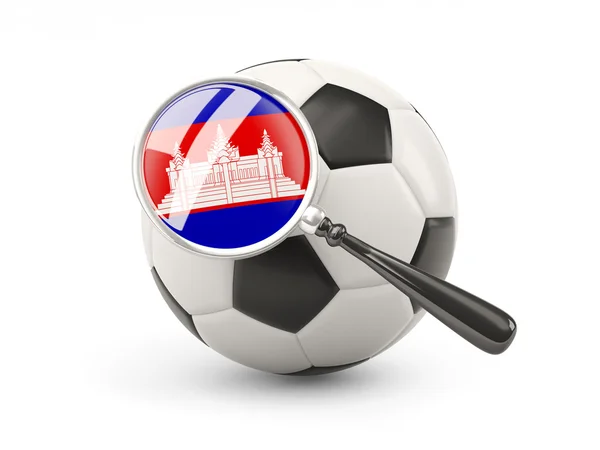Futebol com bandeira ampliada de cambodia — Fotografia de Stock