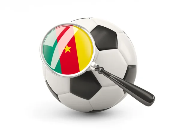 Football with magnified flag of cameroon — Stock fotografie