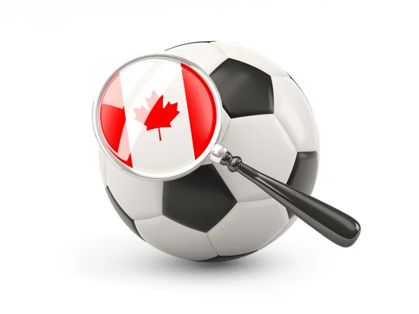 Football with magnified flag of canada — Stok fotoğraf