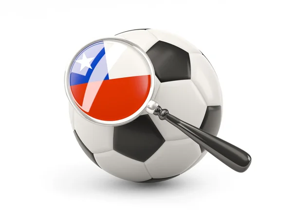Futebol com bandeira ampliada de chile — Fotografia de Stock