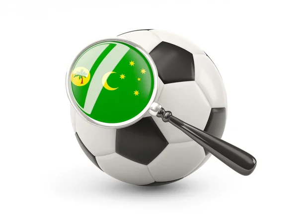 Football with magnified flag of cocos islands — Stockfoto