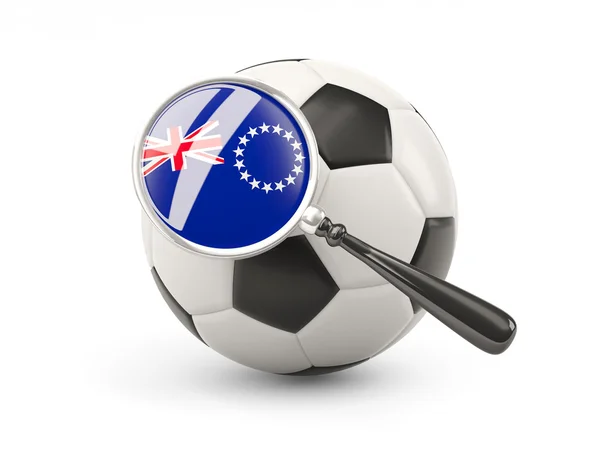 Football with magnified flag of cook islands — Stockfoto