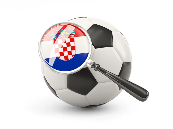 Football with magnified flag of croatia — Stockfoto