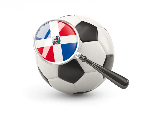 Fußball mit vergrößerter Flagge der Dominikanischen Republik — Stockfoto