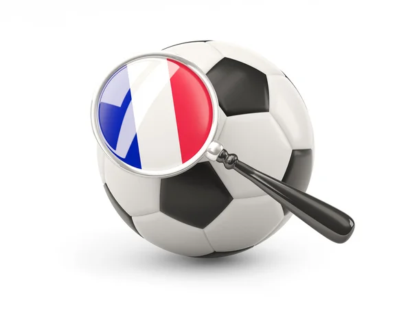 Football with magnified flag of france — Stockfoto