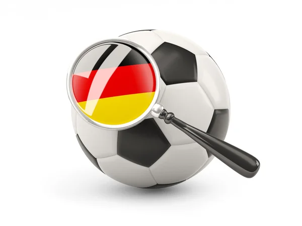 Football with magnified flag of germany — Stockfoto
