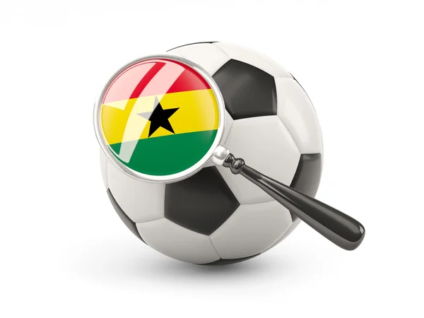 Football with magnified flag of ghana — Stockfoto