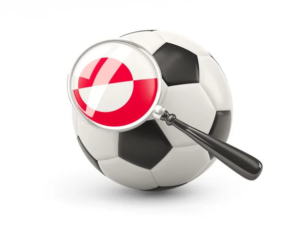 Football with magnified flag of greenland — Stockfoto