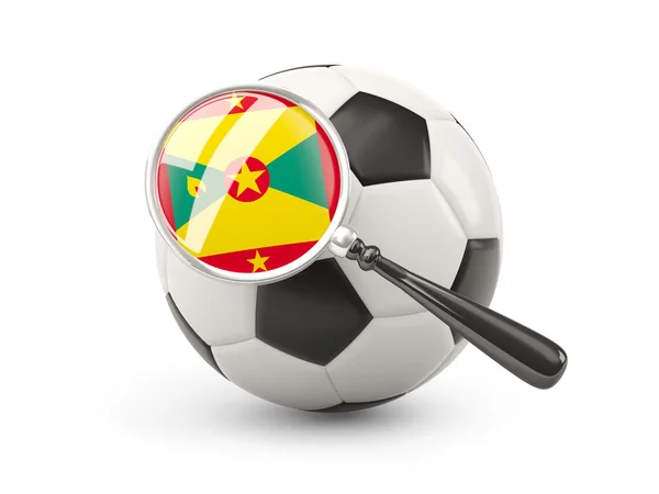 Football with magnified flag of grenada — Zdjęcie stockowe