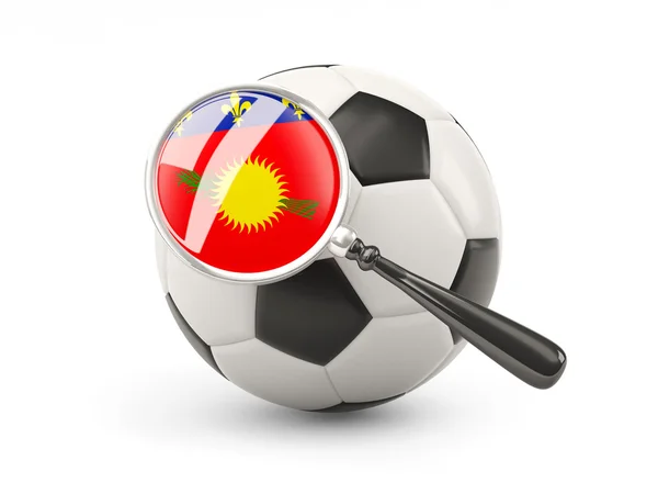 Football with magnified flag of guadeloupe — 图库照片