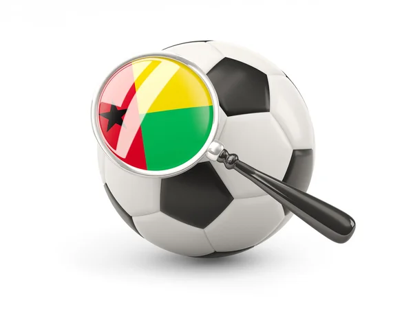 Futebol com bandeira ampliada de guiné bissau — Fotografia de Stock