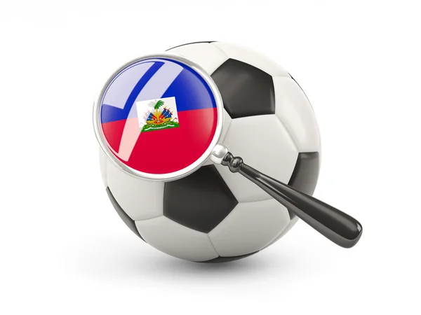 Football with magnified flag of haiti — 图库照片
