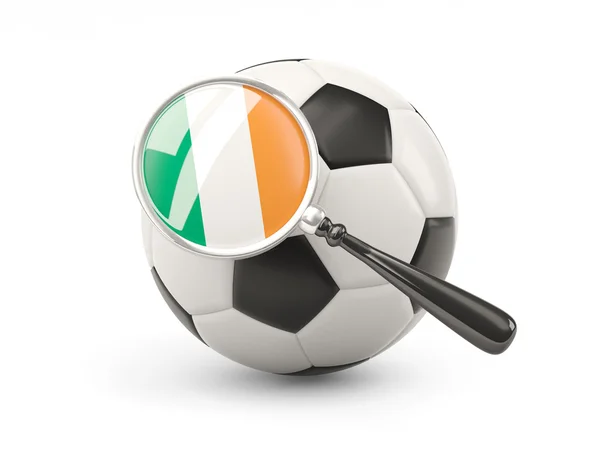 Football with magnified flag of ireland — Stok fotoğraf