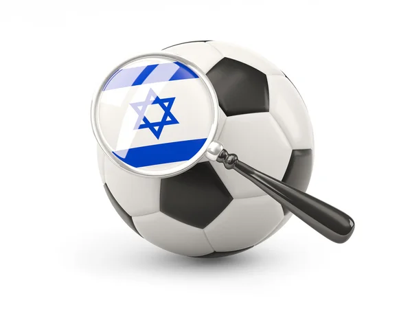 Football with magnified flag of israel — Stock fotografie