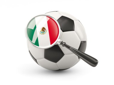 Football with magnified flag of mexico