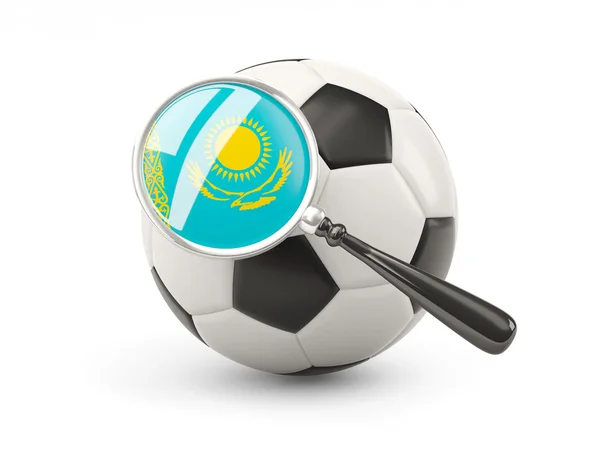 Football with magnified flag of kazakhstan — Stok fotoğraf