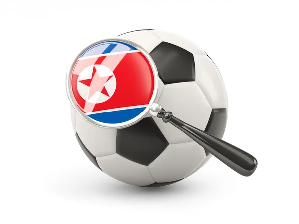 Fútbol con bandera magnificada de Corea del Norte — Foto de Stock