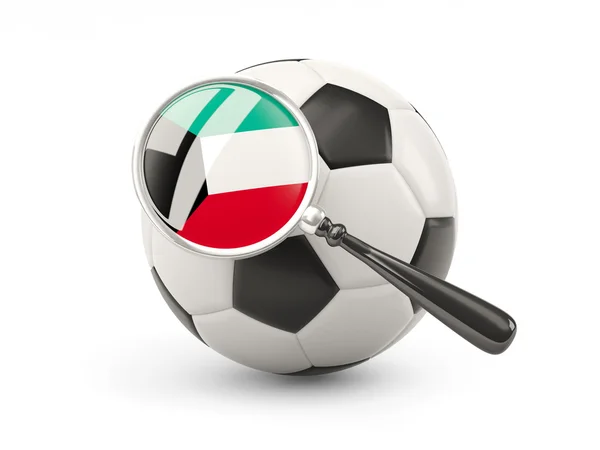 Football with magnified flag of kuwait — Stockfoto