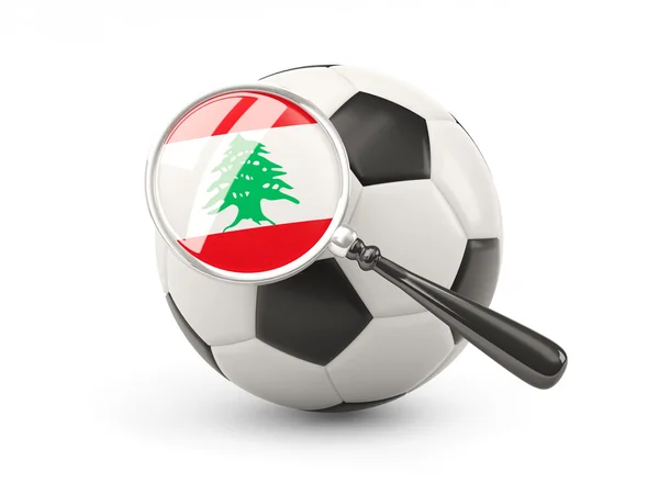 Football with magnified flag of lebanon — Stockfoto