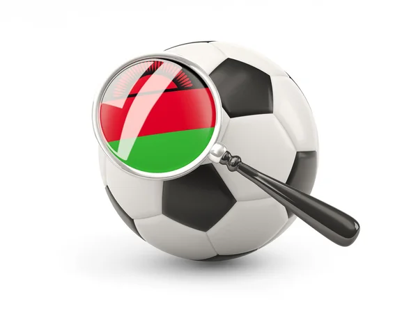 Football with magnified flag of malawi — Stockfoto