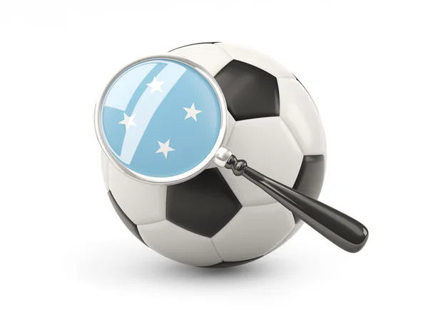 Calcio con bandiera ingrandita della micronesia — Foto Stock