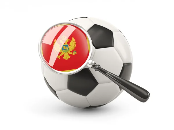 Football with magnified flag of montenegro — Stockfoto