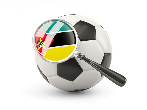 Football with magnified flag of mozambique — Stockfoto