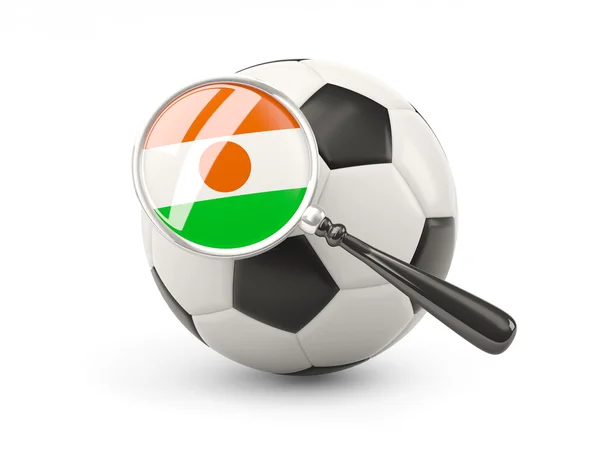 Football with magnified flag of niger — Stockfoto