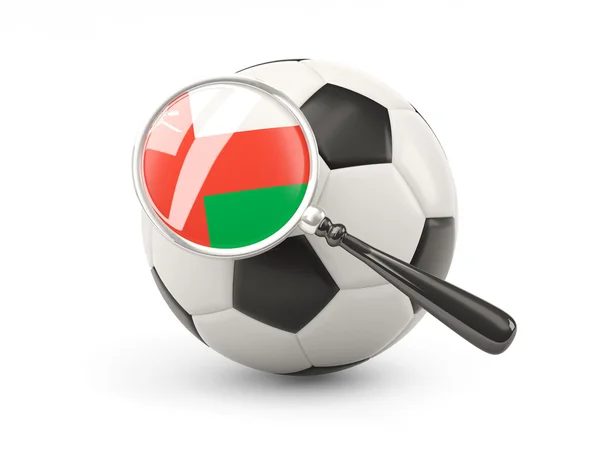 Football with magnified flag of oman — Stockfoto