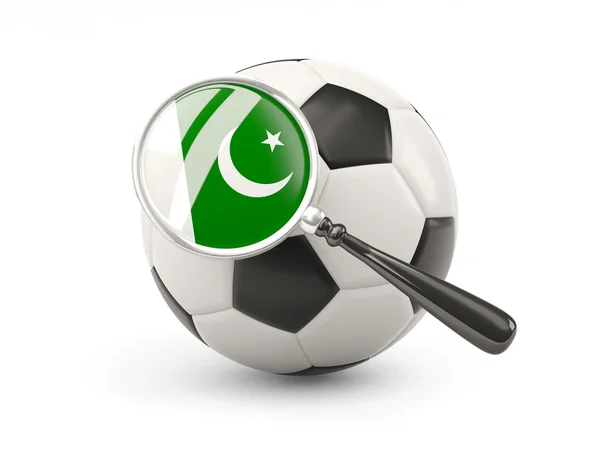 Football with magnified flag of pakistan — Stock fotografie