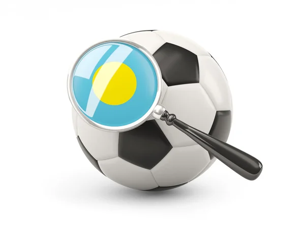 Football with magnified flag of palau — Stockfoto