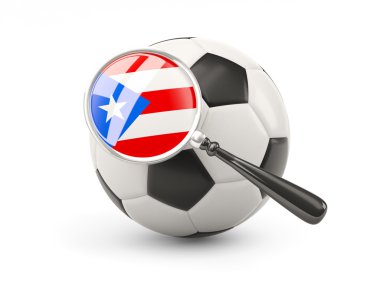 Football with magnified flag of puerto rico
