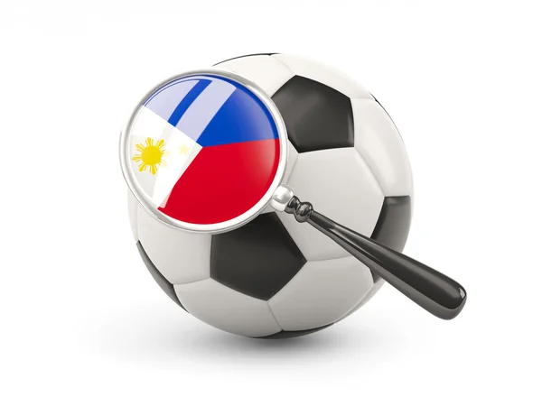 Football avec drapeau magnifié de philippines — Photo