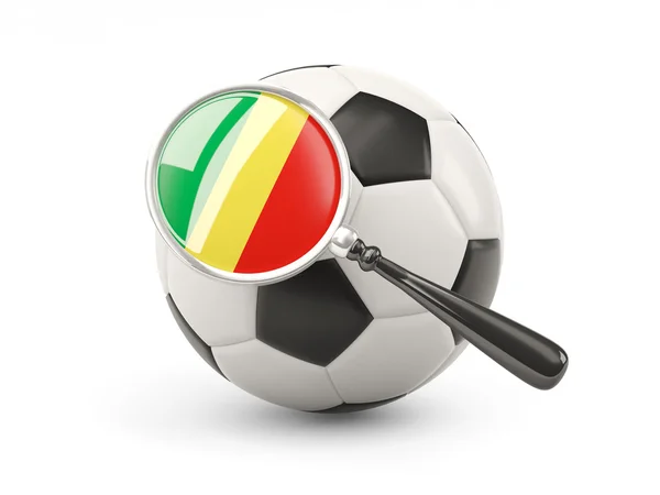 Fútbol con bandera magnificada de la república del congo — Foto de Stock