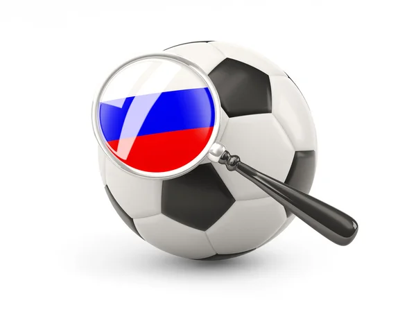 Football with magnified flag of russia — Zdjęcie stockowe