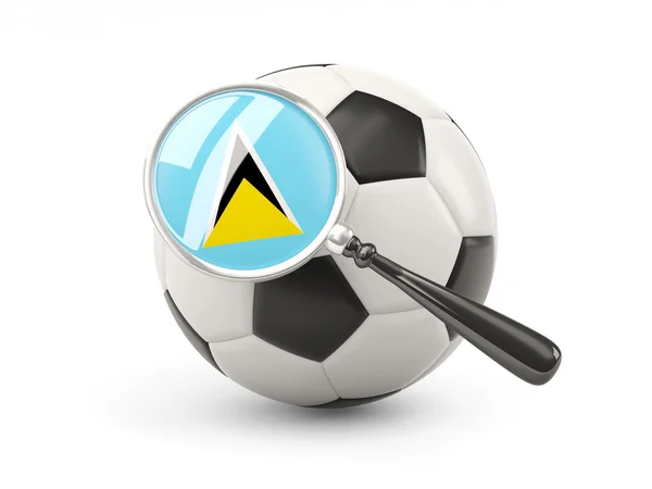 Football with magnified flag of saint lucia — Stockfoto