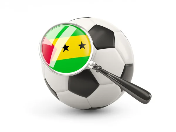 Football with magnified flag of sao tome and principe — Stok fotoğraf